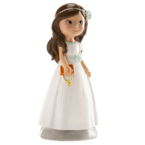 Figura tarta niña Comunión con Rosario y Biblia en mano