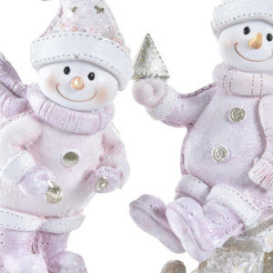 Figura en resina muñeco nieve con esquí