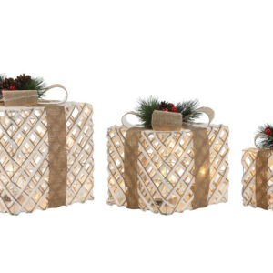 Set cajas regalo rattan con led