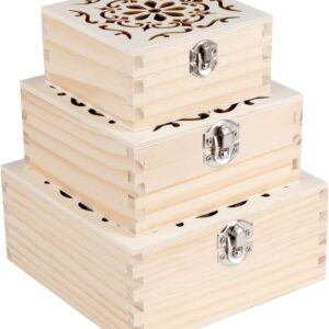 Set cajas cuadradas en madera tallada
