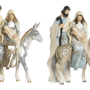 Nacimiento niño Jesús en burra de resina en tonos pasteles