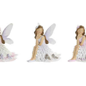 Figura resina hada sentada con pajaritos