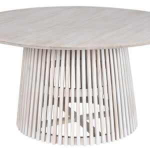 Mesa comedor redonda madera blanco decape