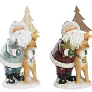 Figura resina papa Noel con reno