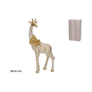 Figura resina jirafa dorada