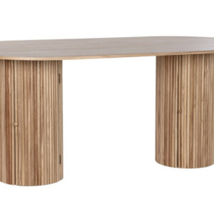 Mesa comedor ovalada con puertas en madera