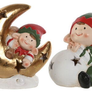 Elfo con estrella o bola led en cerámica