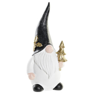 Gnomo negro con árbol dorado en resina