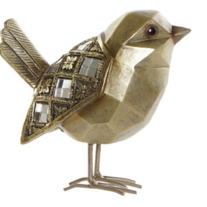Pajaro dorado con cristales en resina