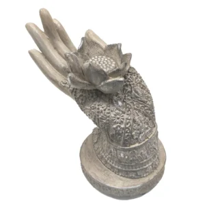 Mano resina flor de lotto en gris